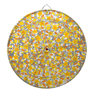 Mooie oranje gele witte bloemen patronen dartbord