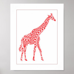 Mooie Oranje Giraffe Baby Kamer Muur Kunst Decor Poster