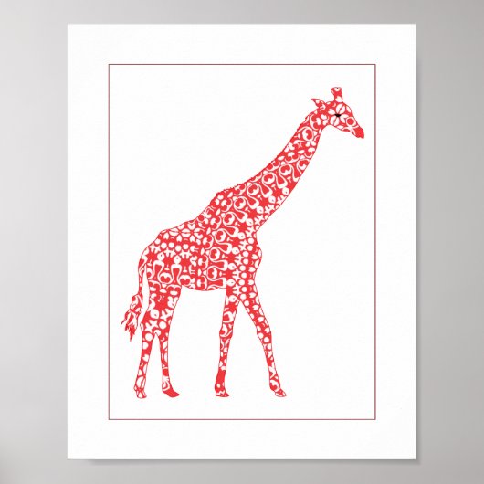 Mooie Oranje Giraffe Baby Kamer Muur Kunst Decorat Poster (Voorkant)