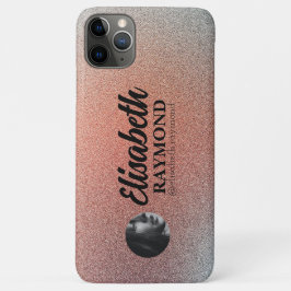 Mooie Oranje Glitter Foto en Naam Case-Mate iPhone Case