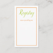 Mooie Oranje Groene en Witte Huwelijksregister Informatiekaartje (Voorkant)