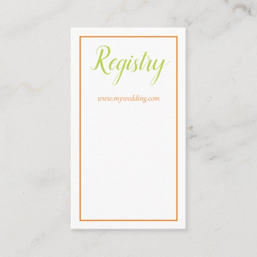 Mooie Oranje Groene en Witte Huwelijksregister Informatiekaartje (Voorkant)