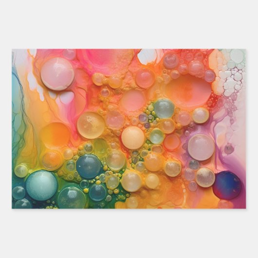 Mooie Oranje Groene Vloeistof Pour Cells Art Inpakpapier Vel (Voorkant)