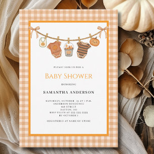 Mooie oranje Halloween waslijn baby shower Kaart