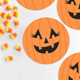 Mooie Oranje Jack O Lantern Pompoen Gezicht Hallow Ronde Kartonnen Onderzetter