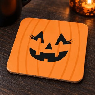 Mooie oranje Jack o Lantern Wimpers Pompoen Bier Onderzetter