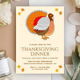 Mooie Oranje Kalkoen Thanksgiving Dinerfeest Kaart