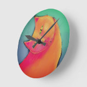 Mooie Oranje kat Abstracte kunst Ronde Klok (Hoek)