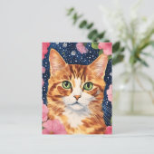 Mooie oranje kat briefkaart (Staand voorkant)