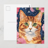 Mooie oranje kat briefkaart (Voorkant / Achterkant)