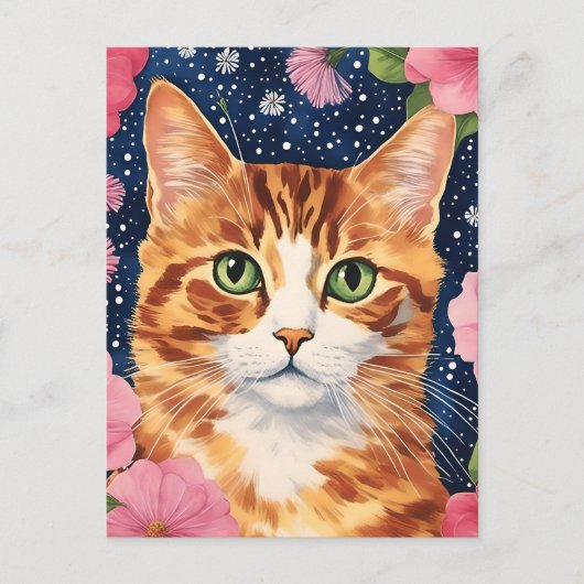 Mooie oranje kat briefkaart (Voorkant)