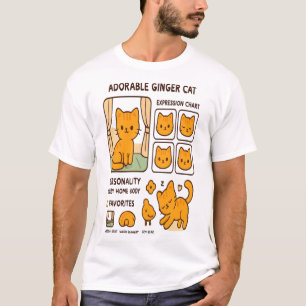 Mooie Oranje Kat Uitdrukkingen Chart T-Shirt