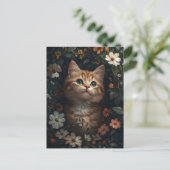 Mooie Oranje kitten met wilde bloemen Briefkaart (Staand voorkant)