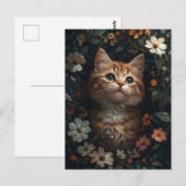 Mooie Oranje kitten met wilde bloemen Briefkaart (Voorkant / Achterkant)