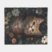 Mooie Oranje kitten met wilde bloemen Fleece Deken (Voorkant (Horizontaal))