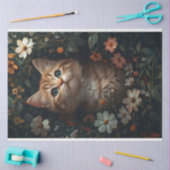 Mooie Oranje Kitten met Wildflowers Decoupage Tissuepapier (Craft)