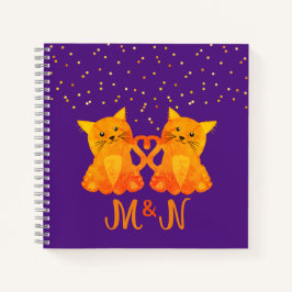 Mooie Oranje Kittens Speelse Initialen Monogram Notitieboek