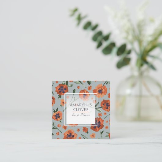 Mooie Oranje klaprozen  Vierkante Visitekaartje (Staand voorkant)