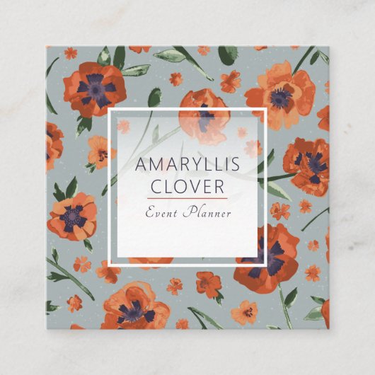 Mooie Oranje klaprozen  Vierkante Visitekaartje (Voorkant)