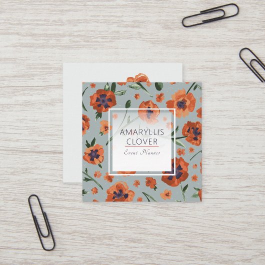 Mooie Oranje klaprozen  Vierkante Visitekaartje