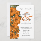 Mooie Oranje Lily Flower Wedding Invitations Kaart (Voorkant)
