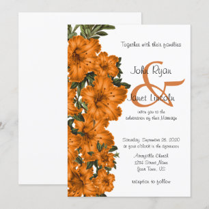 Mooie Oranje Lily Flower Wedding Invitations Kaart