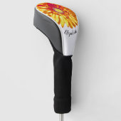 Mooie oranje margriet bloem aangepaste naam dames golfheadcover (Schuin)