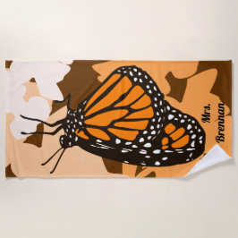 Mooie Oranje Mevrouw Naam Monarch Vlinder Strand H Strandlaken