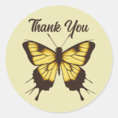Mooie Oranje minimalistische vlinder bedankt Ronde Sticker (Voorkant)