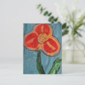 Mooie Oranje Mixed Media Bloem Briefkaart (Staand voorkant)