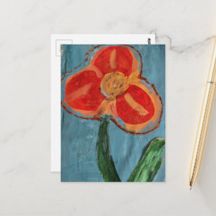 Mooie Oranje Mixed Media Bloem Briefkaart