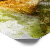 Mooie oranje Ogen Uil Vogel waterverf Schilderij Poster (Hoek)