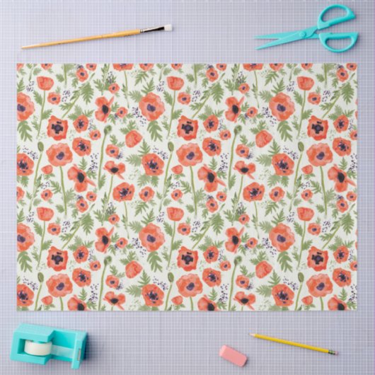 Mooie Oranje papaver Tissuepapier (Craft)