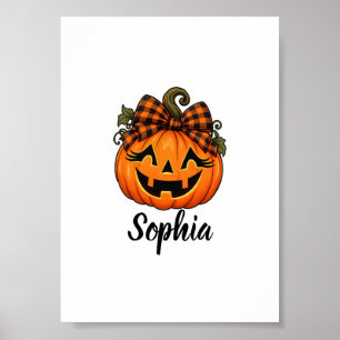 Mooie Oranje Pompoen Initiaal Naam Halloween Poster