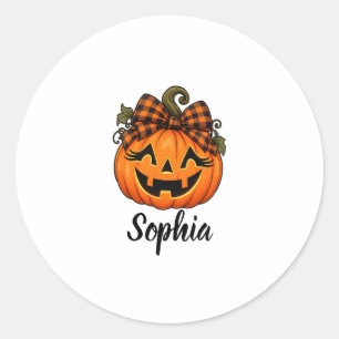 Mooie Oranje Pompoen Initiaal Naam Halloween Ronde Sticker