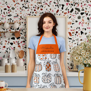 Mooie Oranje Pompoen Patroon Script Naam Schort