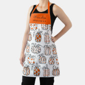Mooie Oranje Pompoenpatroon Script Naam Schort (Insitu)