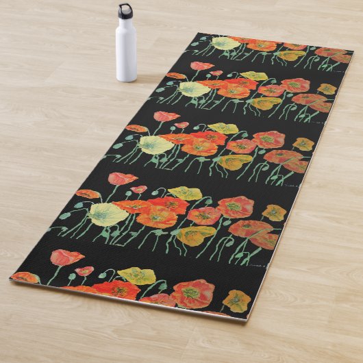 Mooie Oranje roodbruin Floral Yoga Mat (In situ)