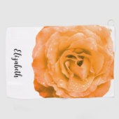 Mooie oranje roos bloem aangepaste naam dames golfhanddoek (Horizontaal)
