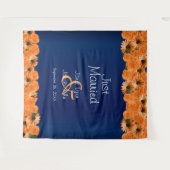 Mooie oranje roos en marineblauw wandkleed (Voorkant (horizontaal))