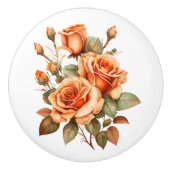 Mooie Oranje Rozen stengels Keramische Knop (Voorkant)