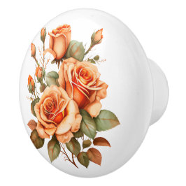 Mooie Oranje Rozen stengels Keramische Knop