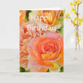 Mooie oranje rozen verjaardagskaart kaart (Gele Bloem)