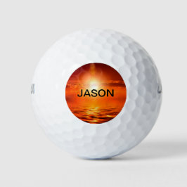 Mooie Oranje Sunset Golden Sky Zee Gold Name Golfballen