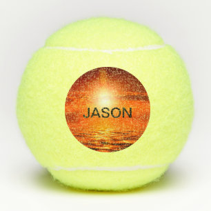 Mooie Oranje Sunset Golden Sky Zee Gold Name Tennisballen