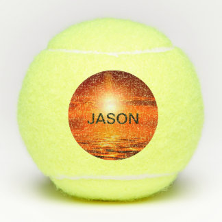 Mooie Oranje Sunset Golden Sky Zee Gold Name Tennisballen