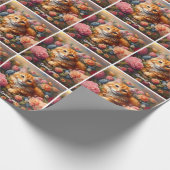 Mooie Oranje Tabby Cat en Flowers Cadeaupapier (Hoek)