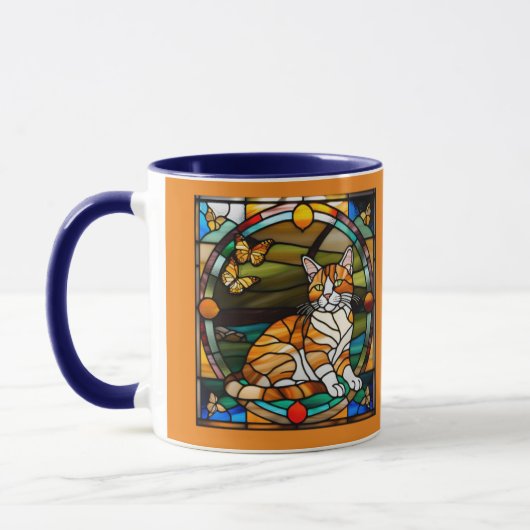 Mooie oranje tabby glas-in-lood mok (Links)