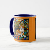 Mooie oranje tabby glas-in-lood mok (Voorkant links)