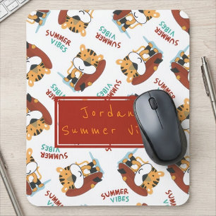 Mooie Oranje Tijger Patroon Aangepaste Monogram Na Muismat